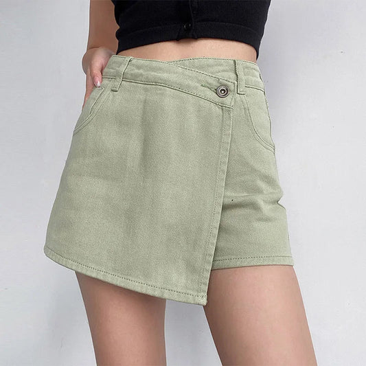 Irregular High Waist Denim Skirt