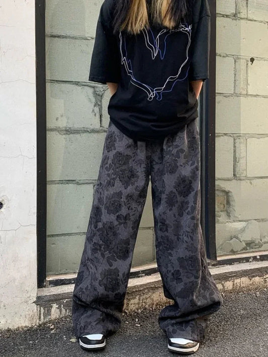 Corduroy Vintage Print High Waist Jogger Pant