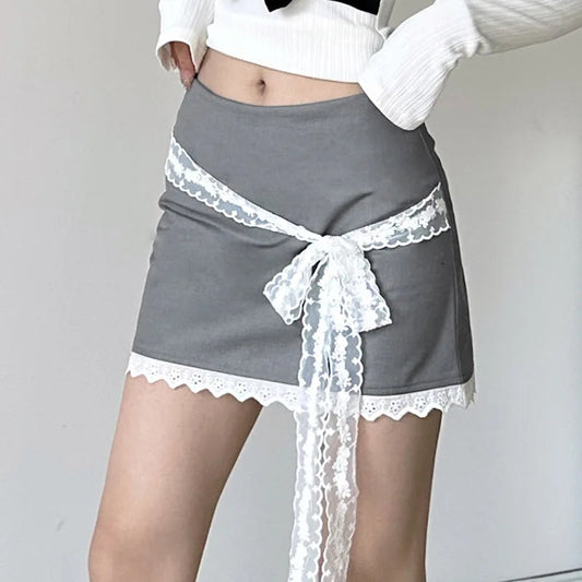 Tie-Up High Waist Retro Skirt