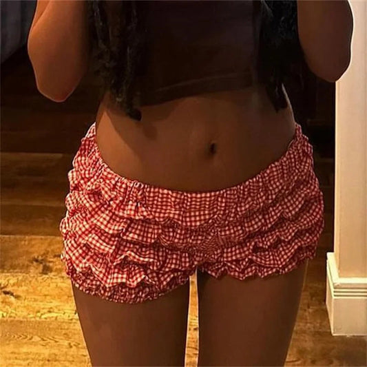 Lolita Plaid Ruffled Tiered Short