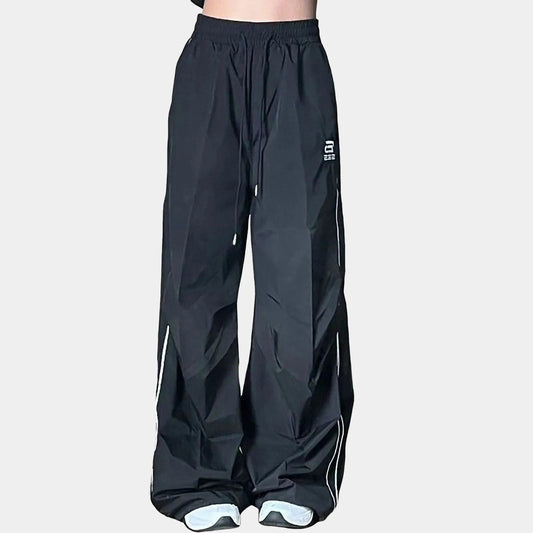 Loose Wide Leg Splicing Drawstring Jogging Pant