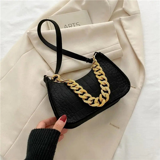 Luxury Metal Chain Shoulder Handbag Elegant Clutch