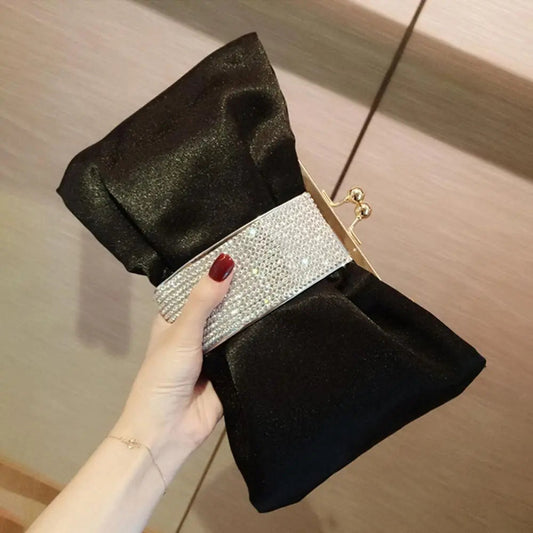 Luxury Rhinestone Bow Evening Clutch Bag
