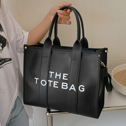Letter Soft PU Leather Tote Shoulder Handbag