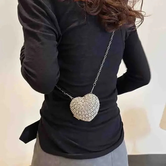Luxury Mini Diamond Heart Shape Crystal Clutch Bag