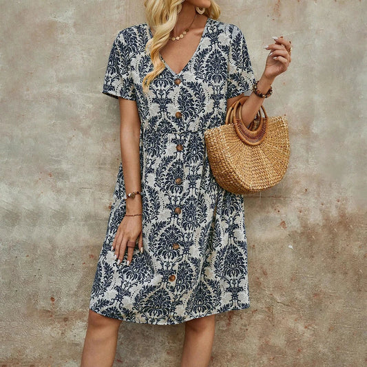 M Floral Casual Slim Summer Sundress