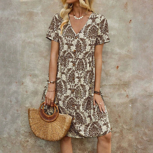 M Floral Casual Slim Summer Sundress