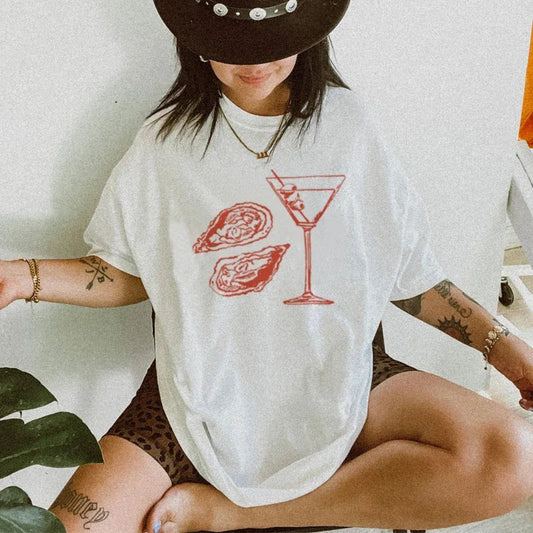 Martini Oyster Retro Cocktail T-shirt