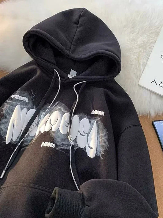 Goth Letter Print Y2K Vintage Hoodie