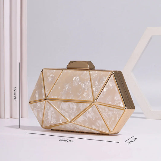 Acrylic Metal Diamond Evening Clutch Crossbody Bag