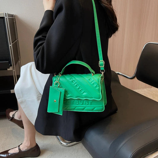 Quilted PU Leather Small Crossbody Handbag