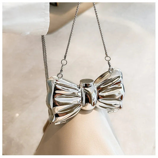 Mini Evening Bowknot Metal Crossbody Purse Party Wedding Handbag