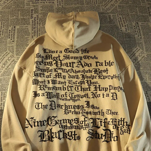 Retro Large Size Gothic Print Hoodie