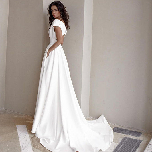 Elegant V-Neck A-Line Wedding Dress