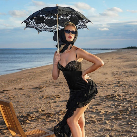 Ruffle Slit Strapless Bodycon Elegant Prom Dress