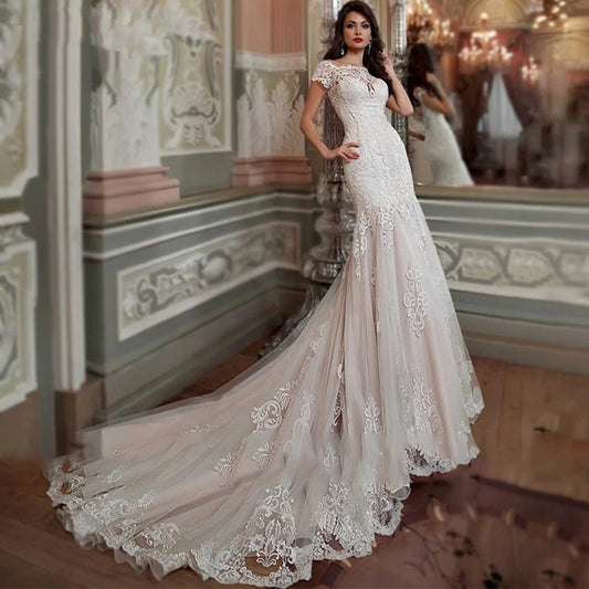 Off-Shoulder Lace Mermaid Wedding Dress