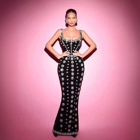 Strapless Sequin Flower Bandage Prom Dress