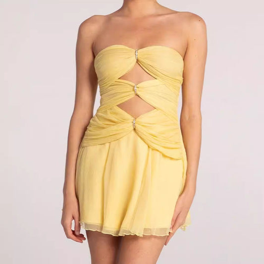 High-End Hollow Strapless Bandage Prom Dress