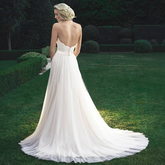 Strapless A-Line Tulle Wedding Dress
