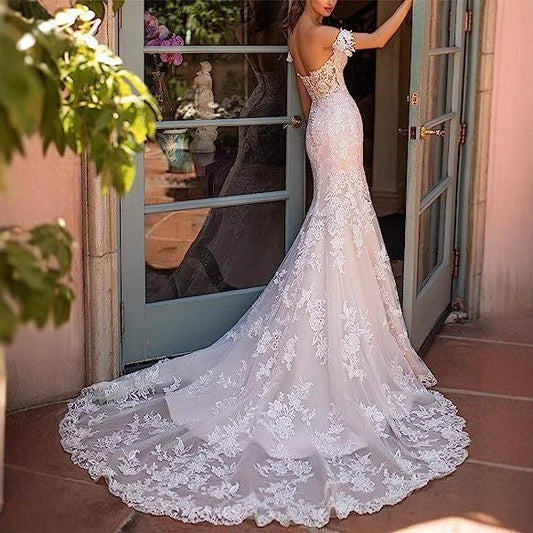 Off-Shoulder Lace Mermaid Bridal Wedding Dress
