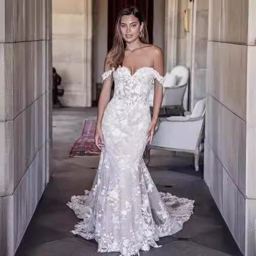 Off-Shoulder Lace Mermaid Bridal Wedding Dress