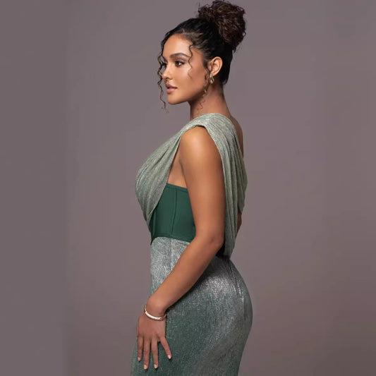 Solid Color Sleeveless Strapless Slit Prom Dress