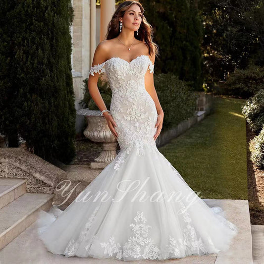 Off-Shoulder Lace Mermaid Bridal Wedding Dress