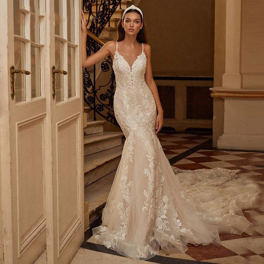 Lace Backless Mermaid Wedding Dress