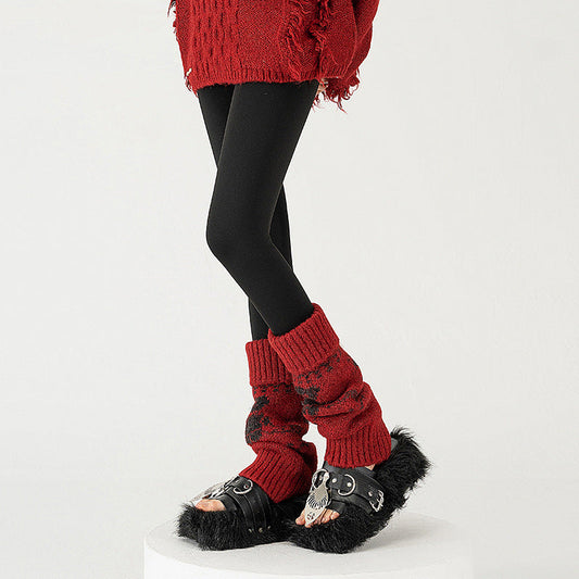 Wool Chunky Slouchy Sexy Red Leg Warmers