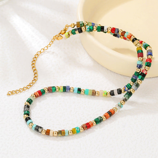 Colorful Natural Gem Beaded NeckLace