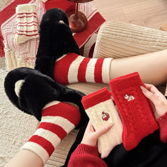 Wool Thick Warm Red Cute Socks