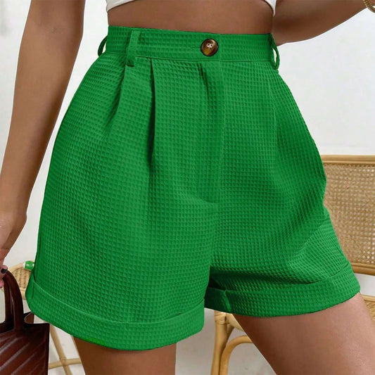 Solid High-Waist Office Lounge Short