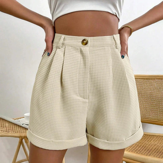 Solid High-Waist Office Lounge Short