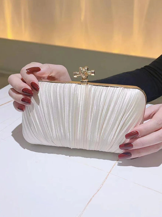 Pleated Evening Clutch Banquet Chain Bag