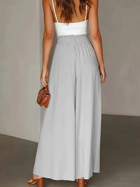 Plshop Size Wide Leg Stretch Elastic Waist Pant