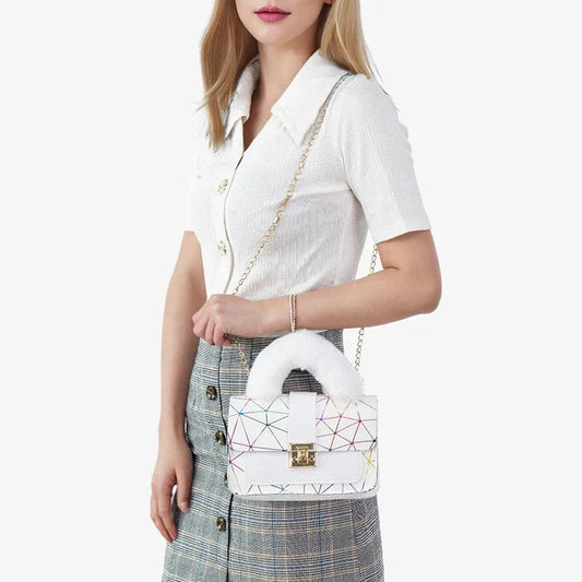 Plshoph Small Square Printed Messenger Handbag