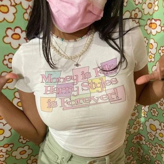 Print Harajuku Crop Top T-shirt