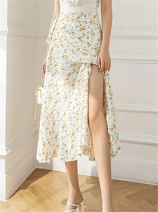 Flower Print A-Line Bohemia Vintage Skirt Summer Spring