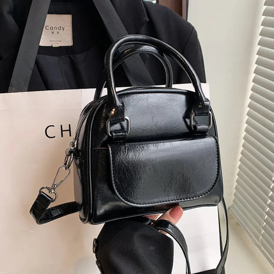 Red Solid PU Leather Underarm Shoulder Bag