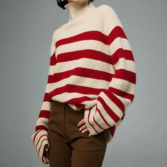 Red Striped Thick Y2k Sweater