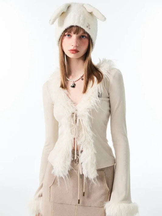 Lace Up Plshoph V-neck Cardigan