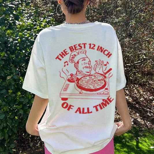 Retro Pizza Vinyl Record T-shirt