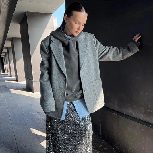 Retro Wool Button Turn-Down Overcoat