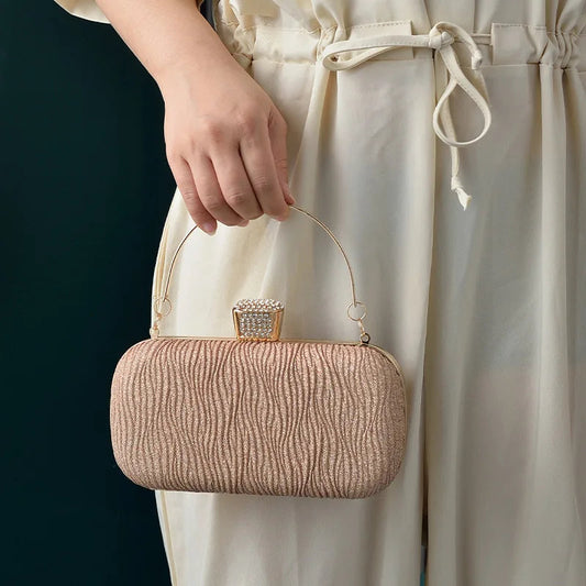 Rose Gold Sequin Evening Clutch Shoulder Bag