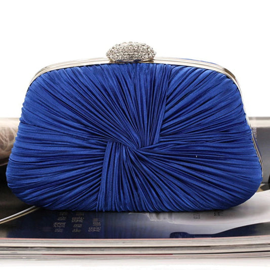 Royal Blue Pleat Pillow Shaped Clutch Bag Wedding Bridal Party Purse