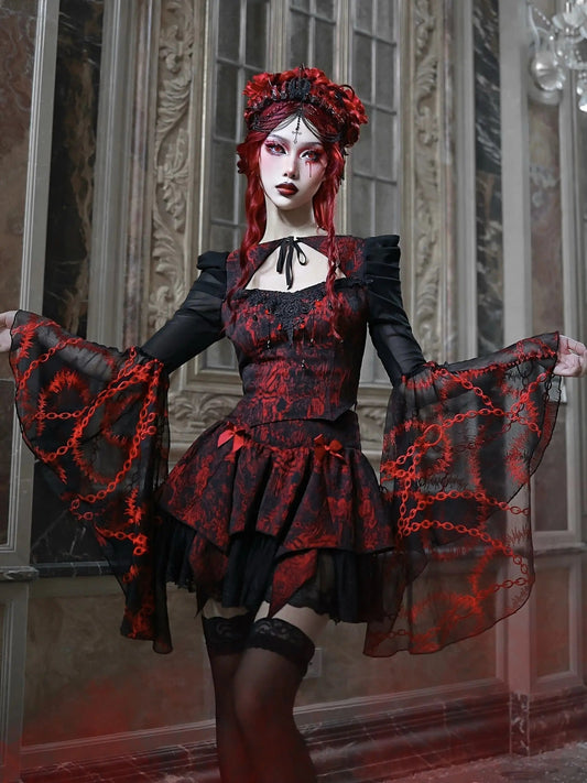 Dark Crimson Ebony Rose Lace Bloshope