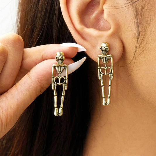 Antique Skeleton Vintage Gold Drop Earring