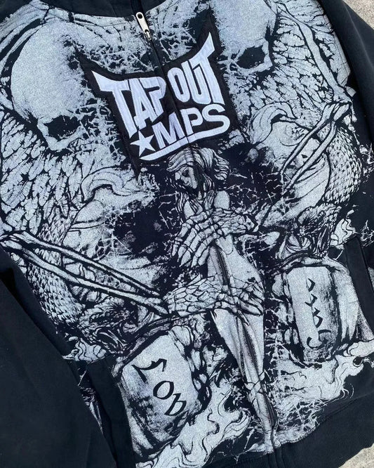 Dark Skull Print Rebel Hoodie