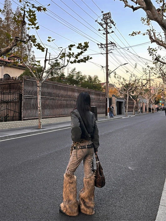 False Hair Gothic Patchwork Denim Pant