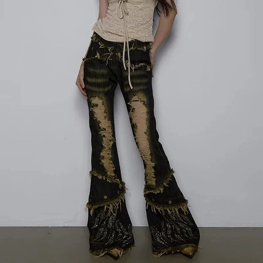 Torn Medieval Dark Fringe Pant